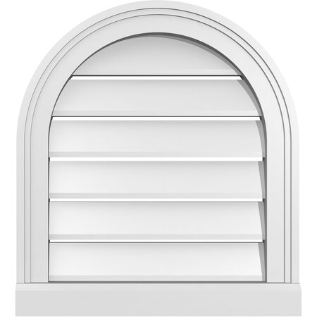 Ekena Millwork Round Top Surface Mount PVC Gable Vent: Functional, w/ 2"W x 2"P Brickmould Sill Frame, 18"W x 20"H GVPRT18X2003SF